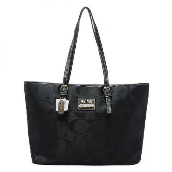 Coach Legacy Logo In Monogram Large Black Totes BQH - Click Image to Close